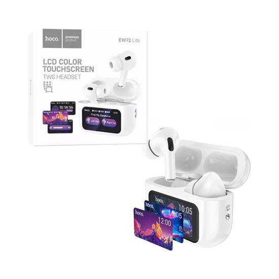 Fones de ouvido Hoco True Wireless com tela sensível ao toque EW72 Lite Soar Bluetooth V5.4 Branco